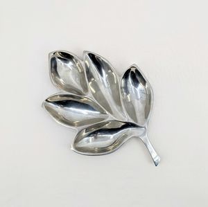 Large Leaf Pewter Snack Tray 5 Leaves